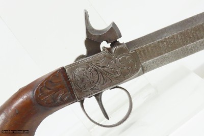 BRACE of ENGRAVED BOXLOCK PISTOLS with SILVER WIRE Inlaid Stocks AntiqueMid-1800s Personal Defense Arms - Image 16 of 25