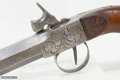 BRACE of ENGRAVED BOXLOCK PISTOLS with SILVER WIRE Inlaid Stocks AntiqueMid-1800s Personal Defense Arms - Image 20 of 25