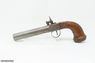 BRACE of ENGRAVED BOXLOCK PISTOLS with SILVER WIRE Inlaid Stocks AntiqueMid-1800s Personal Defense Arms - Image 3 of 25