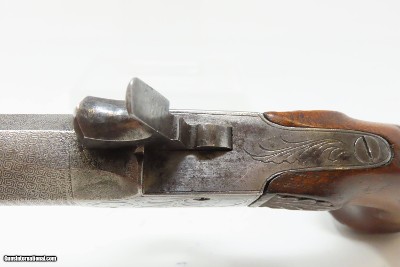 BRACE of ENGRAVED BOXLOCK PISTOLS with SILVER WIRE Inlaid Stocks AntiqueMid-1800s Personal Defense Arms - Image 23 of 25