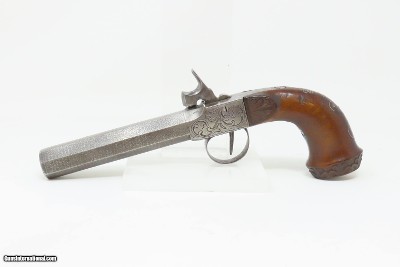 BRACE of ENGRAVED BOXLOCK PISTOLS with SILVER WIRE Inlaid Stocks AntiqueMid-1800s Personal Defense Arms - Image 18 of 25