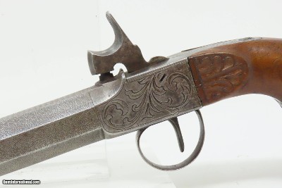 BRACE of ENGRAVED BOXLOCK PISTOLS with SILVER WIRE Inlaid Stocks AntiqueMid-1800s Personal Defense Arms - Image 5 of 25
