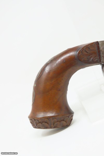 BRACE of ENGRAVED BOXLOCK PISTOLS with SILVER WIRE Inlaid Stocks AntiqueMid-1800s Personal Defense Arms - Image 15 of 25