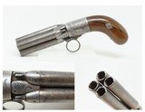 c1850s Antique BELGIAN Ring Trigger PEPPERBOX Revolver .36 Perc DAMASCUS
Early Repeater, Personal Defense