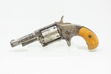ENGRAVED Antique HOPKINS & ALLEN XL No. 3 N.Y. .32 RF SPUR TRIGGER Revolver WILD WEST Self Defense w/ANTIQUE IVORY GRIPS - 2 of 17