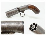 ENGRAVED Antique J.R. COOPER’S Patent 6-Shot BRITISH Percussion PEPPERBOX
1850s RING TRIGGER 6-Shot UNDERHAMMER Pistol