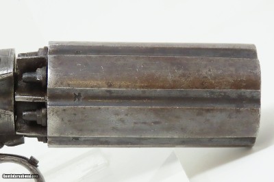 ENGRAVED Antique J.R. COOPER’S Patent 6-Shot BRITISH Percussion PEPPERBOX1850s RING TRIGGER 6-Shot UNDERHAMMER Pistol - Image 18 of 18
