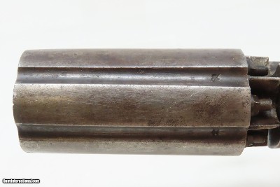 ENGRAVED Antique J.R. COOPER’S Patent 6-Shot BRITISH Percussion PEPPERBOX1850s RING TRIGGER 6-Shot UNDERHAMMER Pistol - Image 9 of 18