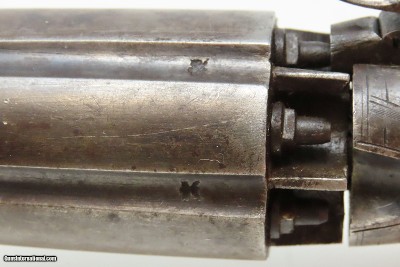 ENGRAVED Antique J.R. COOPER’S Patent 6-Shot BRITISH Percussion PEPPERBOX1850s RING TRIGGER 6-Shot UNDERHAMMER Pistol - Image 11 of 18