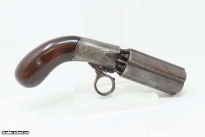 ENGRAVED Antique J.R. COOPER’S Patent 6-Shot BRITISH Percussion PEPPERBOX1850s RING TRIGGER 6-Shot UNDERHAMMER Pistol - Image 15 of 18