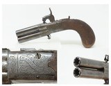 TOTNESS, DEVON, ENGLAND Antique HAMBLING SWIVEL BREECH Double Deringer .38ENGRAVED Double Barrel SUPERPOSED Over/Under - 1 of 18