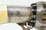 ENGRAVED SILVER-PLATED IVORY 12-SHOT Antique MARIETTE BREVETTE PEPPERBOXBeautiful, High Quality Early Revolver - 17 of 18
