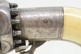 ENGRAVED SILVER-PLATED IVORY 12-SHOT Antique MARIETTE BREVETTE PEPPERBOXBeautiful, High Quality Early Revolver - 4 of 18