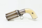 ENGRAVED SILVER-PLATED IVORY 12-SHOT Antique MARIETTE BREVETTE PEPPERBOXBeautiful, High Quality Early Revolver - 2 of 18