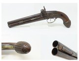 Antique Howdah Type Pistol OVER/UNDER Engraved .60 Caliber 1840s Large Defensive Sidearm for the Bush