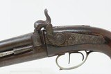 Antique Howdah Type Pistol OVER/UNDER Engraved .60 Caliber 1840s Large Defensive Sidearm for the Bush - 4 of 16