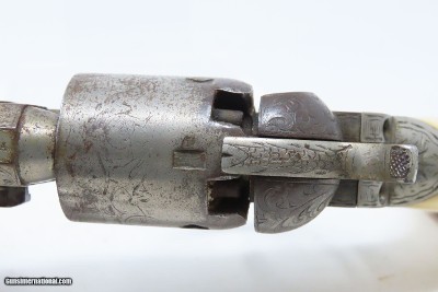 GUSTAVE YOUNG FACTORY ENGRAVED Antique COLT Model 1849 .31 Caliber Revolver With Nickel Finish & IVORY GRIP - Image 7 of 19