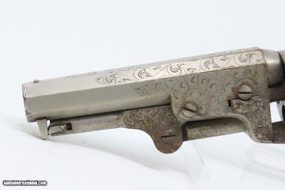 GUSTAVE YOUNG FACTORY ENGRAVED Antique COLT Model 1849 .31 Caliber Revolver With Nickel Finish & IVORY GRIP - Image 5 of 19