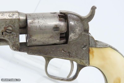 GUSTAVE YOUNG FACTORY ENGRAVED Antique COLT Model 1849 .31 Caliber Revolver With Nickel Finish & IVORY GRIP - Image 4 of 19