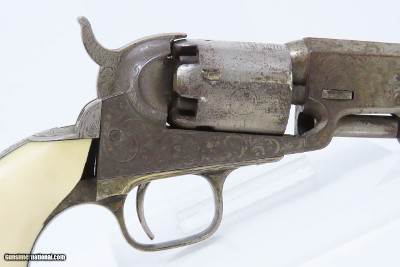 GUSTAVE YOUNG FACTORY ENGRAVED Antique COLT Model 1849 .31 Caliber Revolver With Nickel Finish & IVORY GRIP - Image 18 of 19