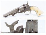 GUSTAVE YOUNG FACTORY ENGRAVED Antique COLT Model 1849 .31 Caliber Revolver With Nickel Finish & IVORY GRIP