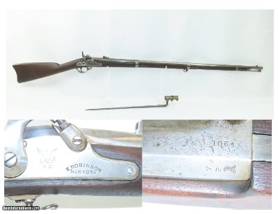 Scarce CIVIL WAR Era Antique E. ROBINSON U.S. M1861 Rifle-MUSKET w/BAYONET
1864 Dated .58 Caliber Contract Model Musket