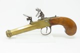 Antique EUROPEAN Brass “CANNON BARREL” Flintlock BOXLOCK Pocket Pistol Concealed Carry Flintlock Sidearm - 2 of 16