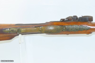 18th Century GERMANIC Antique FLINTLOCK JAEGER Carbine .54 Caliber RAREWith Swamped Octagonal Barrel & Double Set Triggers - Image 7 of 18