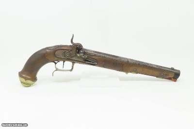 Antique PAIR of SILVER INLAID Germanic KUCHENREUTER Perc Conversion Pistols Early 1800s BRACE of Fascinating INLAID PISTOLS - Image 3 of 25