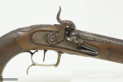 Antique PAIR of SILVER INLAID Germanic KUCHENREUTER Perc Conversion Pistols Early 1800s BRACE of Fascinating INLAID PISTOLS - Image 5 of 25