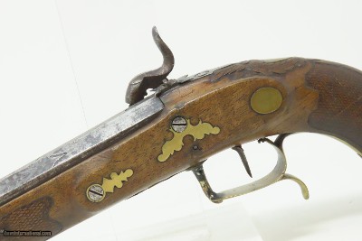 Antique PAIR of SILVER INLAID Germanic KUCHENREUTER Perc Conversion Pistols Early 1800s BRACE of Fascinating INLAID PISTOLS - Image 17 of 25