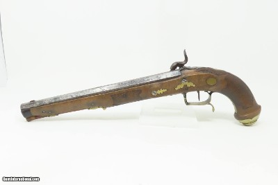 Antique PAIR of SILVER INLAID Germanic KUCHENREUTER Perc Conversion Pistols Early 1800s BRACE of Fascinating INLAID PISTOLS - Image 15 of 25