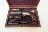 CASED & Engraved J.R. COOPER’S Patent BRITISH Antique Percussion PEPPERBOX
1850s 6-Shot UNDERHAMMER with ACCESSORIES - 3 of 20