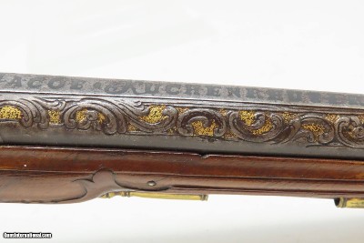 c1760s BAVARIAN JACOB KUCHENREUTER Flintlock Pistol Gold Engraving Carved StockRatisbonne (Regensburg, Germany) - Image 10 of 23