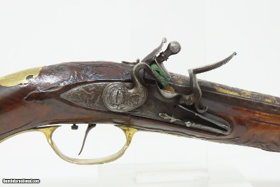 c1760s BAVARIAN JACOB KUCHENREUTER Flintlock Pistol Gold Engraving Carved StockRatisbonne (Regensburg, Germany) - Image 6 of 23