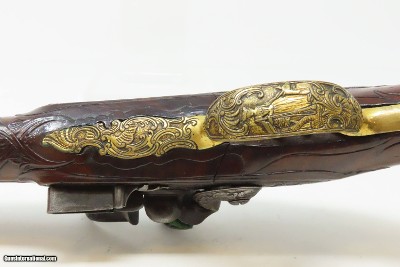 c1760s BAVARIAN JACOB KUCHENREUTER Flintlock Pistol Gold Engraving Carved StockRatisbonne (Regensburg, Germany) - Image 20 of 23