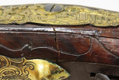 c1760s BAVARIAN JACOB KUCHENREUTER Flintlock Pistol Gold Engraving Carved StockRatisbonne (Regensburg, Germany) - Image 16 of 23