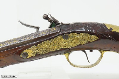 c1760s BAVARIAN JACOB KUCHENREUTER Flintlock Pistol Gold Engraving Carved StockRatisbonne (Regensburg, Germany) - Image 23 of 23