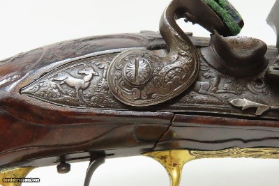 c1760s BAVARIAN JACOB KUCHENREUTER Flintlock Pistol Gold Engraving Carved StockRatisbonne (Regensburg, Germany) - Image 15 of 23