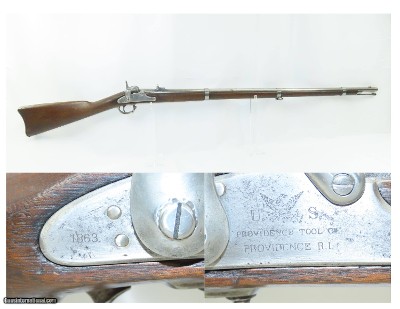 CIVIL WAR Dated Antique PROVIDENCE TOOL CO. U.S. M1861 “Everyman’s” Rifle
1863 Dated UNION MILITARY Percussion Longarm