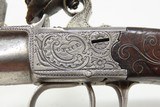 Cased PAIR of ENGRAVED Antique GRICE FLINTLOCK Pistols SILVER Wire INLAID Matching Brace of BOXLOCKS with ACCESSORIES - 24 of 25