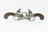 Cased PAIR of ENGRAVED Antique GRICE FLINTLOCK Pistols SILVER Wire INLAID Matching Brace of BOXLOCKS with ACCESSORIES - 9 of 25