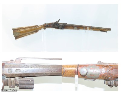 Antique SILVER INLAID Ornate Spanish MIQUELET .69 Carbine w/FOLDING STOCK
Late 18th to Early 19th Century Miquelet Carbine