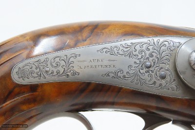 PAIR of Antique AURY of ST. ETIENNE .50 Percussion TARGET/DUELING PistolsBeautiful MATCHED BRACE of ENGRAVED French DUELERS - Image 7 of 25