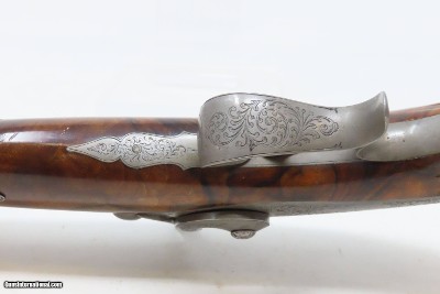 PAIR of Antique AURY of ST. ETIENNE .50 Percussion TARGET/DUELING PistolsBeautiful MATCHED BRACE of ENGRAVED French DUELERS - Image 14 of 25