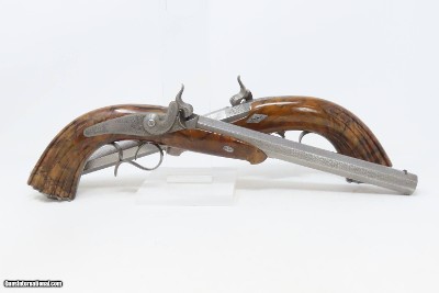 PAIR of Antique AURY of ST. ETIENNE .50 Percussion TARGET/DUELING PistolsBeautiful MATCHED BRACE of ENGRAVED French DUELERS - Image 2 of 25