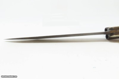 Mid-1800s ENGRAVED GERMAN SILVER DOUBLE BARREL KNIFE PISTOL .31 PercussionPistol/Knife Combo w/DAMASCUS BARRELS & FIXED BLADE - Image 3 of 16