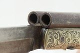 Mid-1800s ENGRAVED GERMAN SILVER DOUBLE BARREL KNIFE PISTOL .31 Percussion
Pistol/Knife Combo w/DAMASCUS BARRELS & FIXED BLADE - 7 of 16