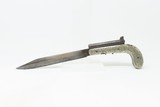 Mid-1800s ENGRAVED GERMAN SILVER DOUBLE BARREL KNIFE PISTOL .31 Percussion
Pistol/Knife Combo w/DAMASCUS BARRELS & FIXED BLADE - 4 of 16