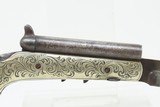 Mid-1800s ENGRAVED GERMAN SILVER DOUBLE BARREL KNIFE PISTOL .31 Percussion
Pistol/Knife Combo w/DAMASCUS BARRELS & FIXED BLADE - 9 of 15